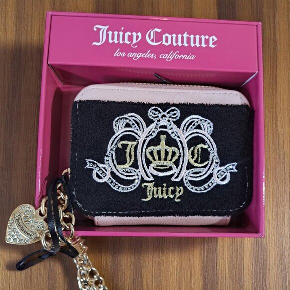 Juicy Couture Lovers Club Square Zip Wallet Black & Pink NWT - Picture 9 of 10